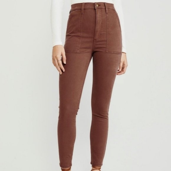 NWT | Abercrombie & Fitch |  Ultra High Rise Super Skinny Ankle Jeans Terracota - Picture 9 of 10